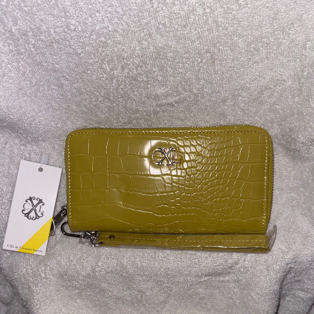 Christian Lacroix Olive Croc-Embossed Wallet